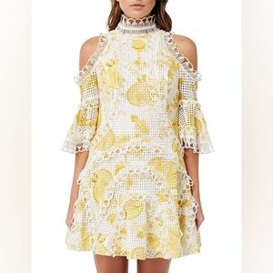 **SOLD** Thurley Yellow and White Lace Dress - Medium